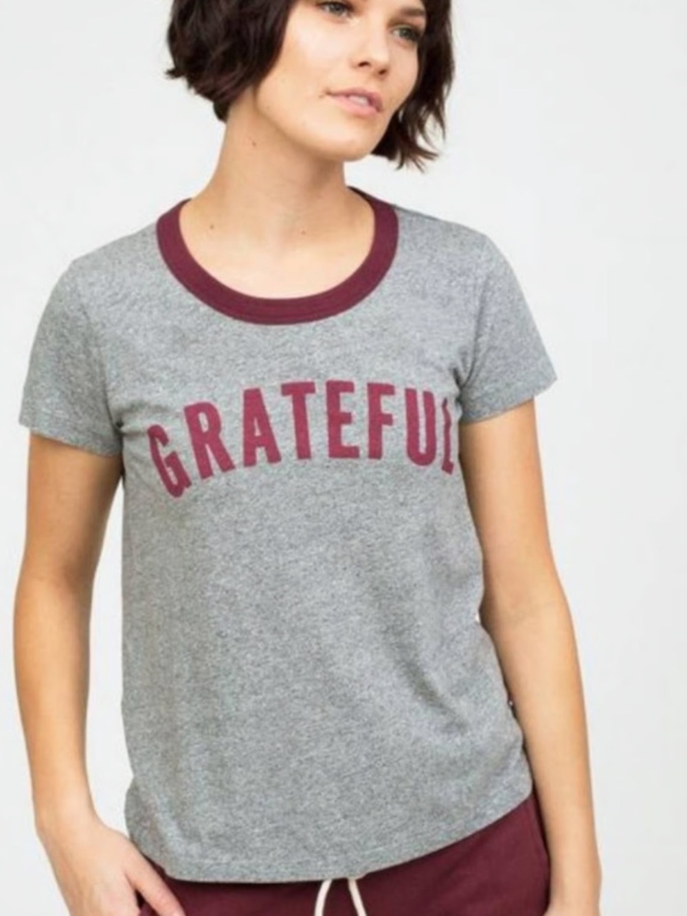 Anthropologie Sol Angeles "Grateful" Ringer T-Shirt